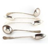Property of a gentleman - a pair of silver plated basting spoons, 13.65ins. (34.7cms.) long;