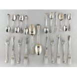 Property of a gentleman - a quantity of assorted flatware, Georgian & later, including a matched set