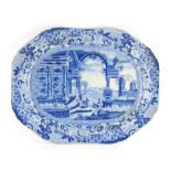 Property of a lady - an early 19th century blue & white meat plate printed with a classical scene of