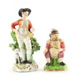 Property of a lady - a Derby figure of a standing gentleman with a dog at his feet, incised 'No