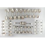 Property of a deceased estate - a silver fiddle pattern fifty piece composite cutlery set,