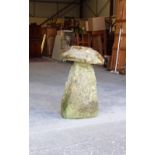Property of a deceased estate - a well weathered antique stone staddle stone, with 'mushroom' top.