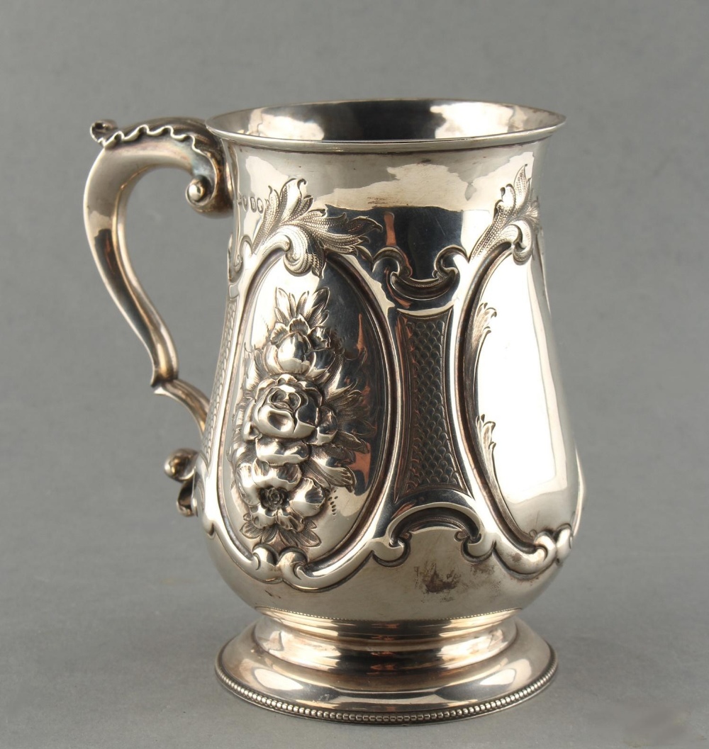 Property of a gentleman - a Victorian silver baluster mug, London 1863, 5.15ins. (13cms.) high,