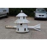 Property of a deceased estate - a large white painted wood dovecote, with stand, the dovecote 58ins.