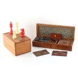 Property of a gentleman - a late 19th / early 20th century games box with parquetry inlaid