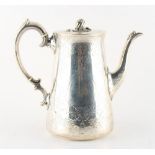 Property of a lady - a Victorian silver coffee pot, Samuel Smily, London 1873, 8ins. (20.4cms.)