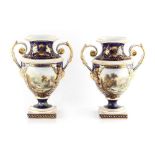Property of a gentleman - a pair of early 19th century Derby named topographical vases, titled in