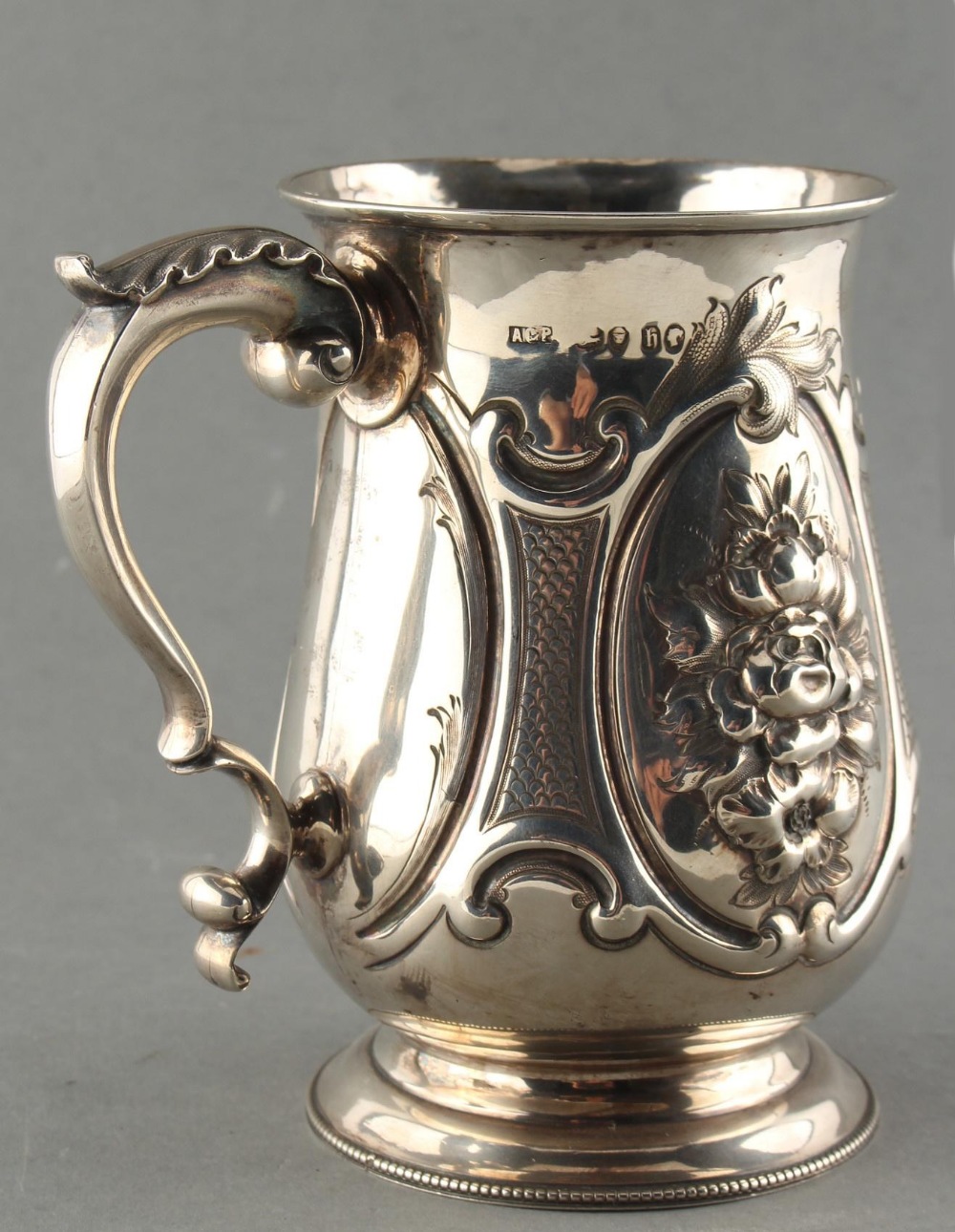 Property of a gentleman - a Victorian silver baluster mug, London 1863, 5.15ins. (13cms.) high, - Image 3 of 4