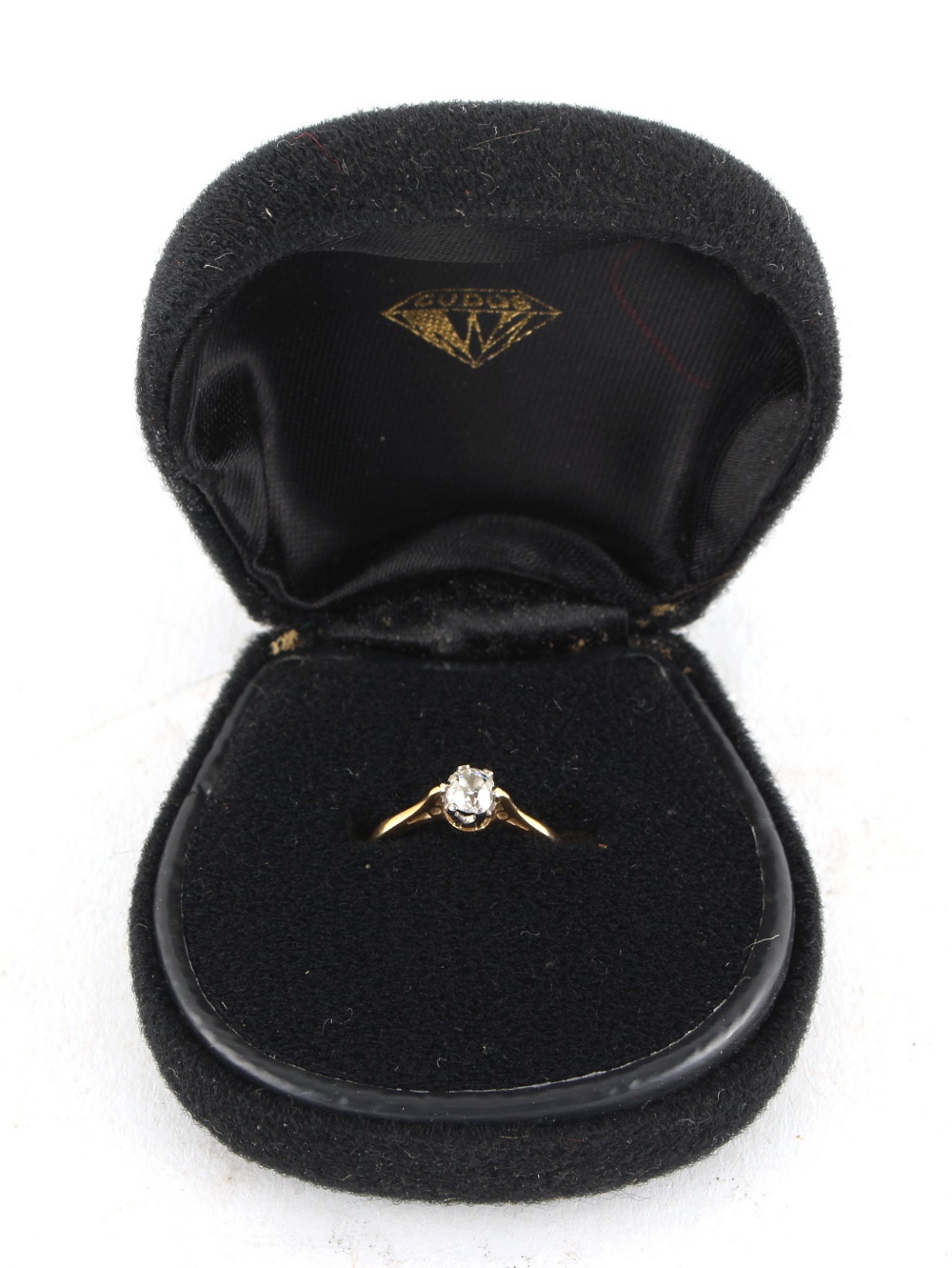 Property of a deceased estate - an unmarked yellow gold diamond single stone ring, the Old