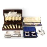 Property of a lady - a cased set of twelve each silver fish knives & forks, with ivory handles,
