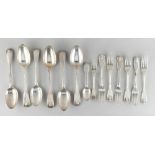 Property of a gentleman - a quantity of silver shell pattern flatware, Georgian & later,
