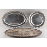 Property of a deceased estate - a set of three early 20th century French silver serving dishes,