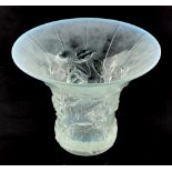 Property of a gentleman - an Art Deco opalescent glass flared vase with moulded roses decoration,