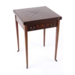 Property of a deceased estate - an Edwardian mahogany & marquetry inlaid envelope card table, with