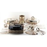 Property of a gentleman - a quantity of assorted silver plated items including a pair of Victorian