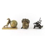 Property of a lady - a late 19th century Italian bronze inkwell modelled as the head of a faun, 3.