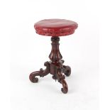 Property of a gentleman - an early Victorian carved rosewood adjustable piano stool, circa 1840.