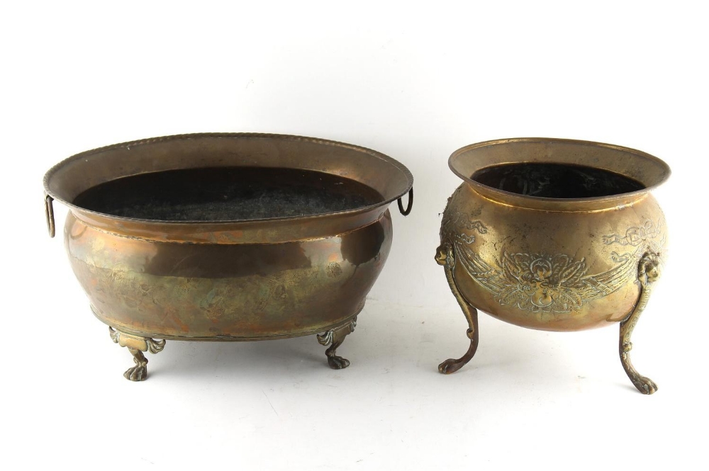 Property of a lady - two late 19th / early 20th century brass planters, both probably Dutch, the - Image 2 of 2