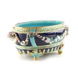 Property of a gentleman - a Victorian Joseph Holdcroft majolica planter, with mask handles,