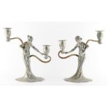 Property of a gentleman - a pair of WMF Jugendstil figural candlesticks, pattern numbers 269 and
