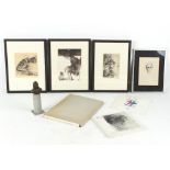Three framed & glazed etchings by Horst Janssen (German, 1929-1995); together with three related
