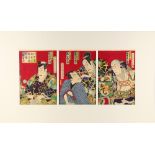 Toyohara Kunichika (1835-1900) - THE KABUKI PLAY KAWANAKAJIMA AT THE SHINTOMIZA THEATRE -