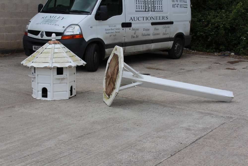 Property of a deceased estate - a white painted wooden two-tier dovecote, with stand, the dovecote - Image 2 of 2