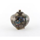 Property of a lady - a Japanese cloisonne lobed jar & cover, Meiji period (1868-1912), with black