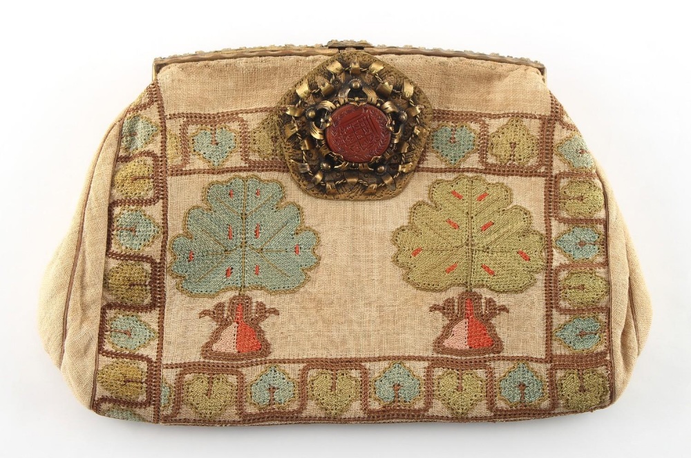 Property of a deceased estate - a 1930's French embroidered purse by Paola Bordaz, the clasp inset