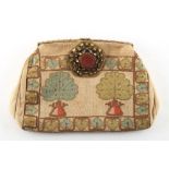 Property of a deceased estate - a 1930's French embroidered purse by Paola Bordaz, the clasp inset