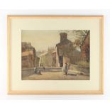 Property of a lady - Walter Emsley (1860-1938) - CHILDREN PLAYING IN STREET - watercolour, 10.1 by