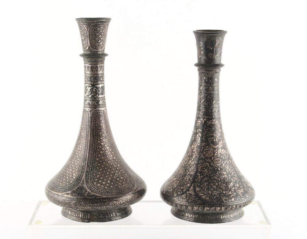 Property of a gentleman - a collection of Indian Deccan bidri ware items - two similar huqqa or