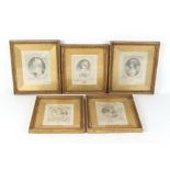 Property of a gentleman - a set of five Edwardian prints court ladies, comprising Countess of