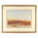 Property of a gentleman - Leopold Rivers (1852-1905) - 'A GOLDEN HARVEST' - watercolour, 10.5 by