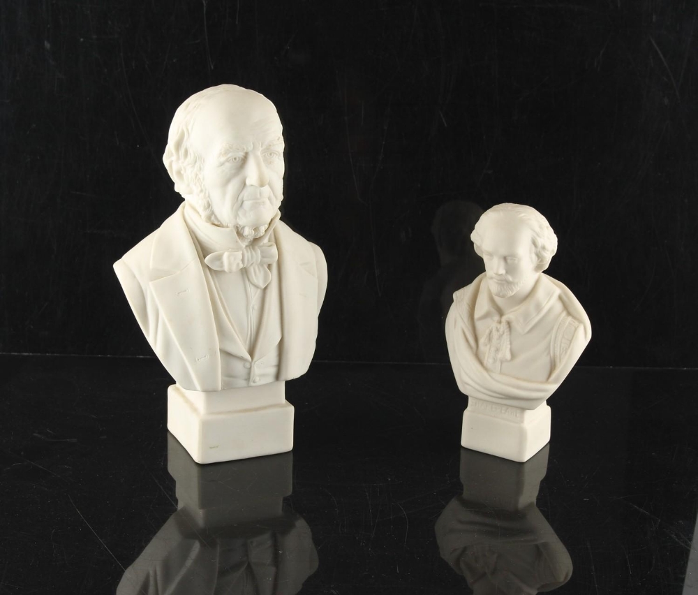 Property of a lady - a Victorian Robinson & Leadbeater parian bust of Gladstone, 8ins. (20.3cms.)