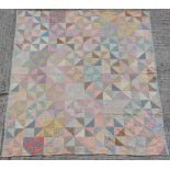 Property of a lady - a late 19th / early 20th century cotton patchwork quilt, with blue check