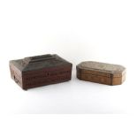 Property of a lady - a 19th century Indian carved hardwood box with part fitted interior, 12ins. (