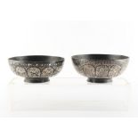 Property of a gentleman - a collection of Indian Deccan bidri ware items - a pair of bowls, probably