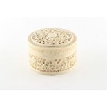 Property of a deceased estate - a Chinese Canton carved ivory circular box, late 19th / early 20th