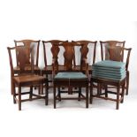 Property of a lady - a set of seven 18th century George III oak country dining chairs including