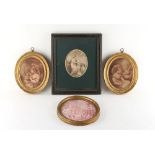 Property of a deceased estate - a pair of 19th century gilt oval framed sepia engravings in the