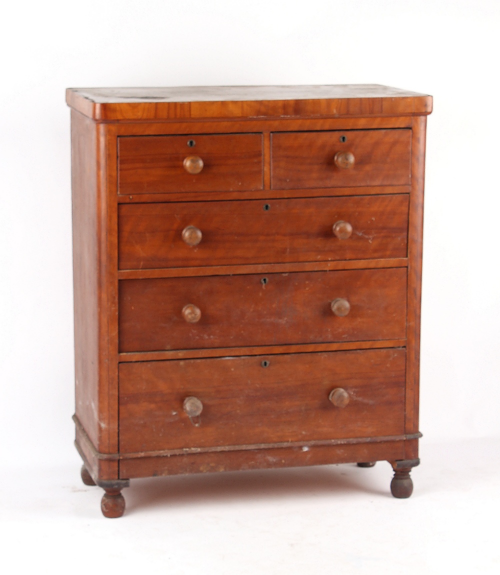 Property of a deceased estate - a Victorian satin birch chest of two short & three long graduated