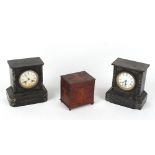 Property of a deceased estate - two 19th century slate & verde antico marble cased mantel clocks,