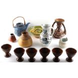 Property of a gentleman - a quantity of assorted studio pottery items including a set of six goblets