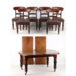 Property of a lady - a Victorian mahogany telescopic extending dining table with two extra leaves,
