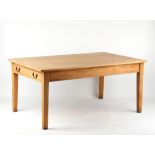 Property of a lady - a late 19th / early 20th century pine farmhouse kitchen table, with drawer to