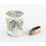 Property of a gentleman - a late 19th century Chinese famille rose cylindrical jar & cover,