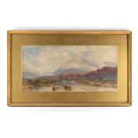 Property of a lady - HW, late 19th century English - ANGLERS IN A ROWING BOAT ON MOUNTAIN LAKE -