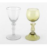 Property of a lady - a late 18th century wine glass with clear air twist double knopped stem, 6.