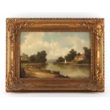 Property of a lady - Alfred H. Vickers (1853-1907), attributed to - A RIVER SCENE WITH PADDLE